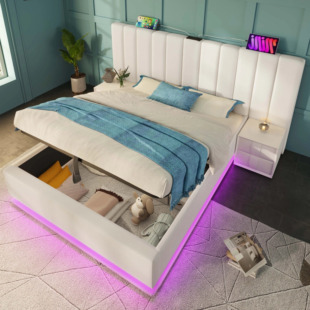 Letto contenitore 160x200 bianco in PU