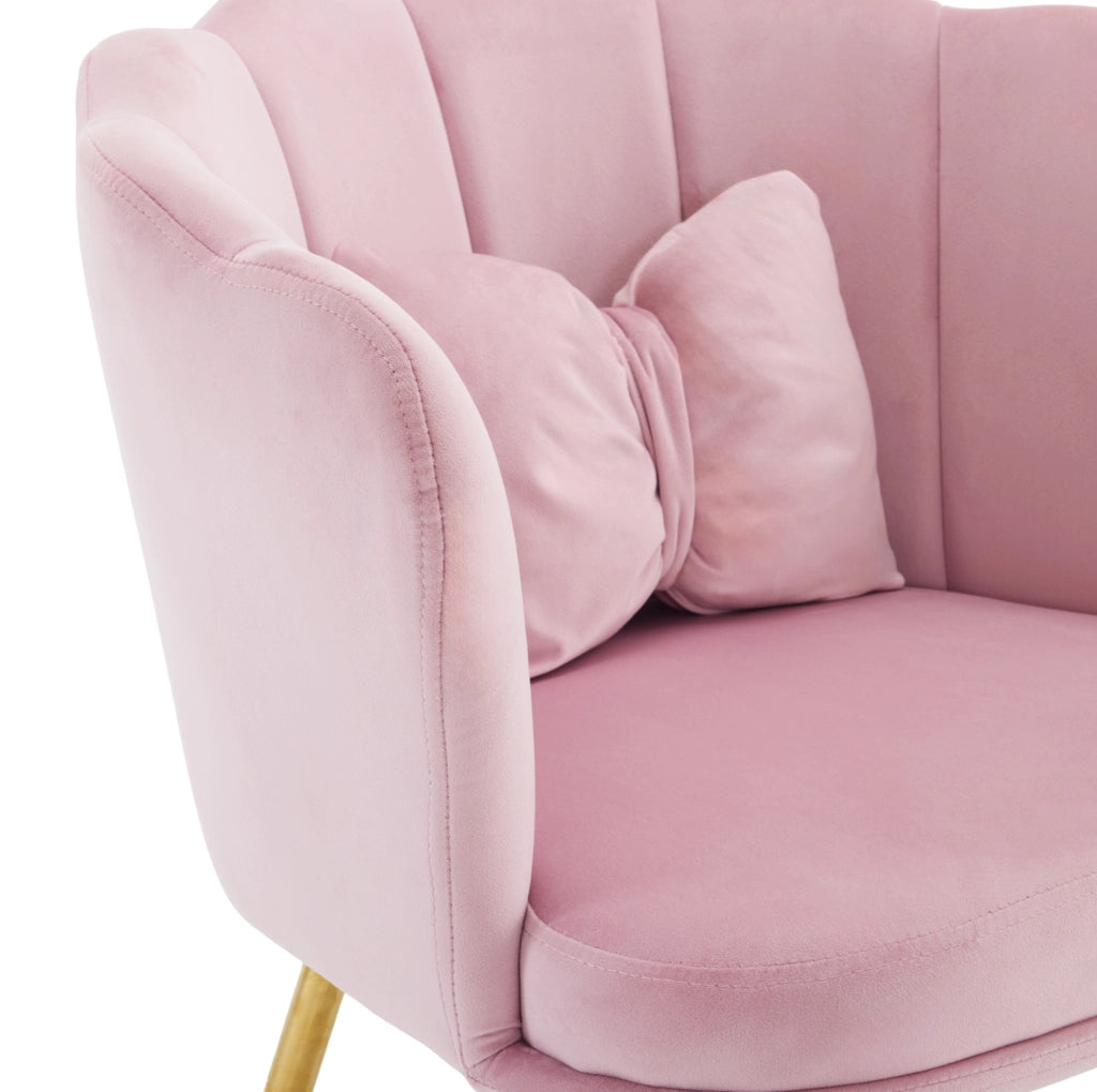 Set 6 sedie in velluto rosa 63x58x77 cm con cuscini a farfalla