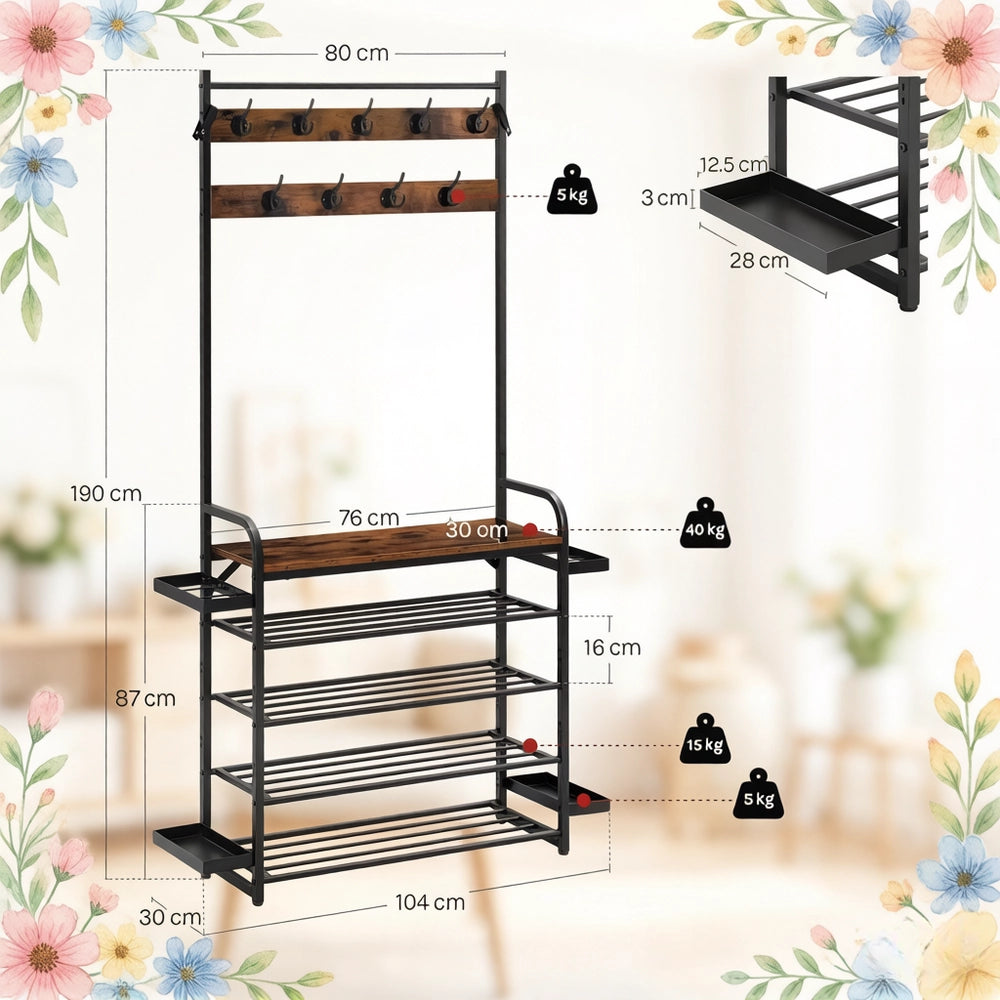 Appendiabiti con ripiani per ingresso ¨C Minimal ¨C Legno multistrato