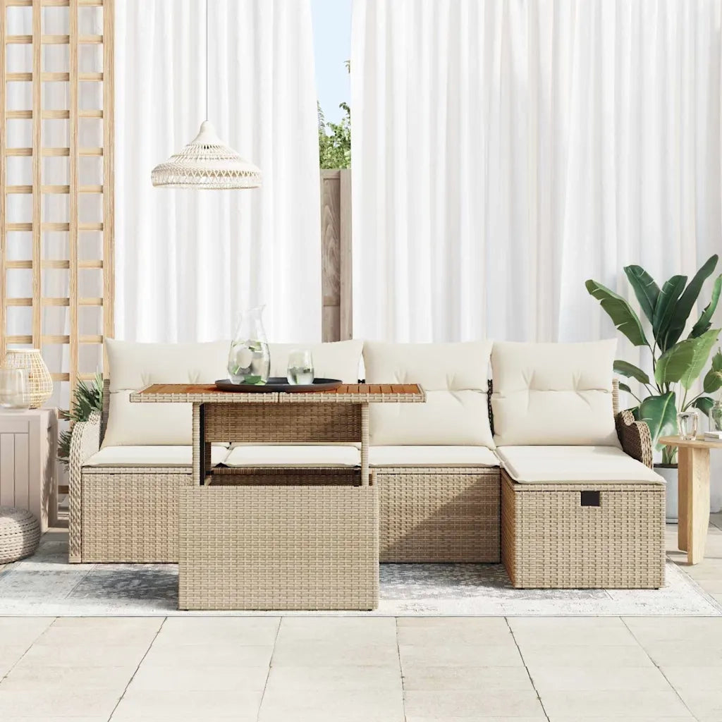 Set Divano da Giardino 6 pcs Beige polyrattan 3361267