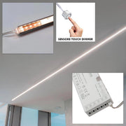 Trade Shop - Kit Barra Led 12w Profilo Alimentatore 24w 12v Luce 4000k Dimmerabile Sensore Touch -