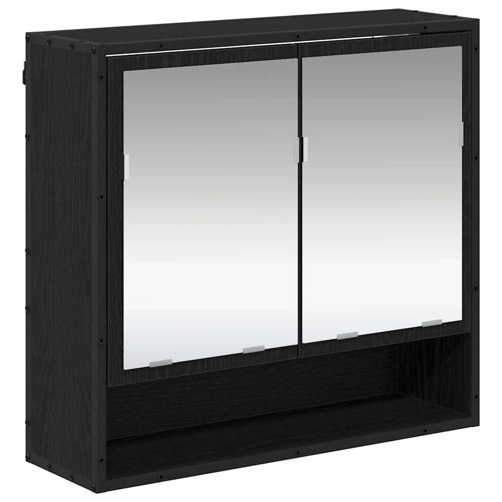 Set di mobili per il bagno 4 pcs Rovere Nero Legno multistrato 3402544