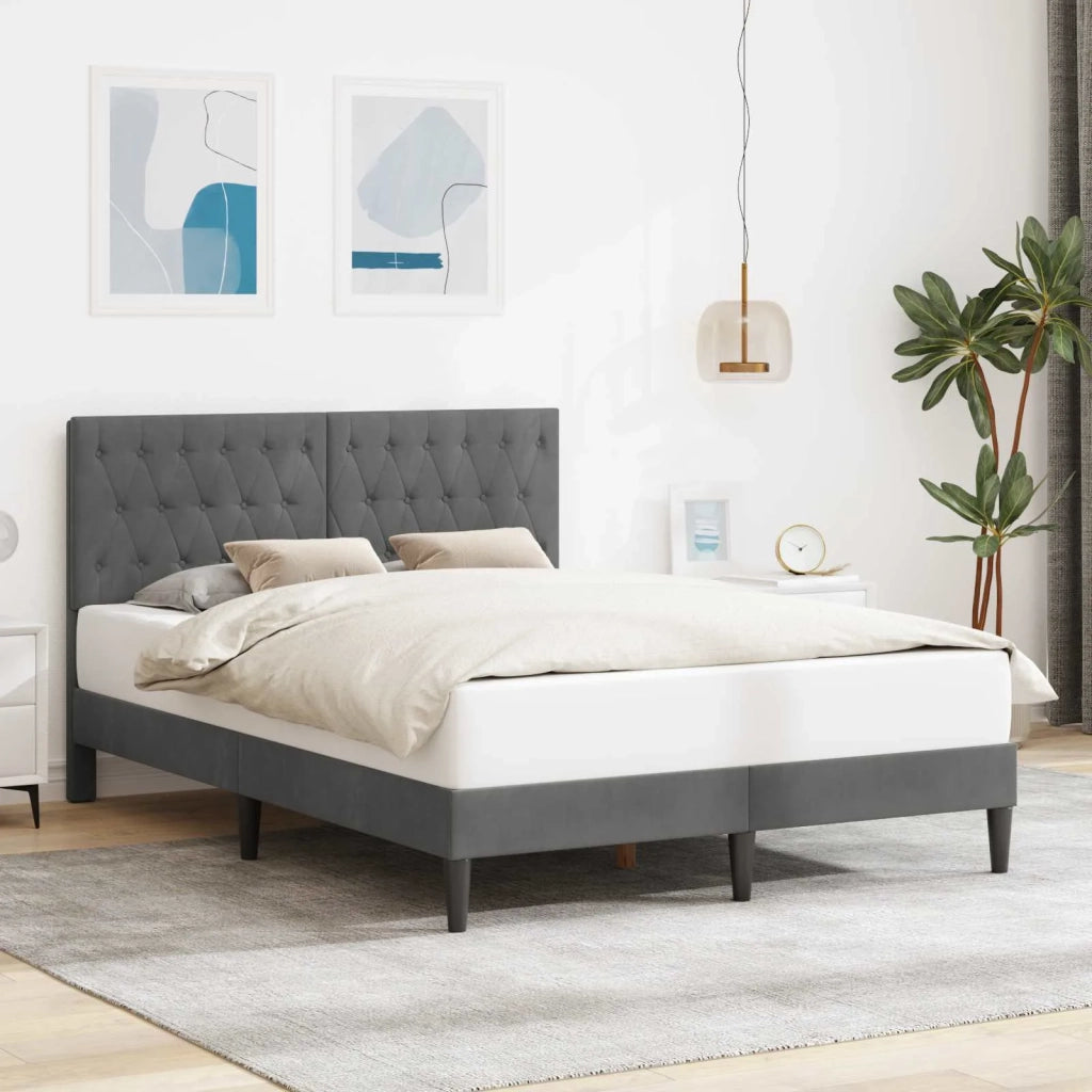 Letto matrimoniale | Letto per adulti | Struttura del letto Grigio Scuro 120 x 200 cm Velluto
