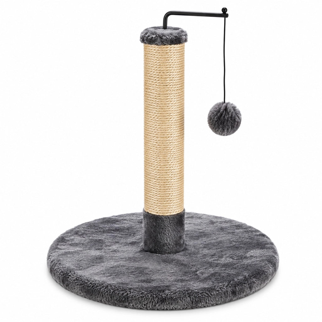 Tiragraffi Gioco Gatto 40x40 H 46 cm con Pallina Base Tonda Grigio Beige