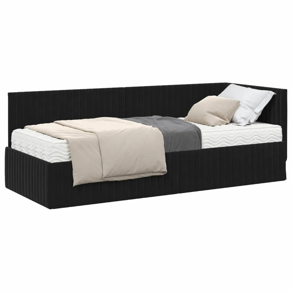 Struttura Letto Angolare con Materasso 2 pcs Nero Velluto 3393803