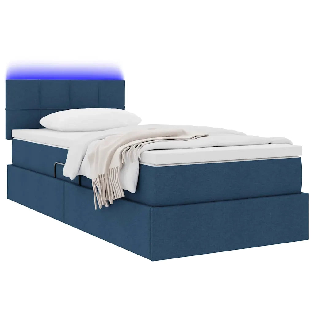 Letto con contenitore LED e materasso Blu 100 x 200 cm Tessuto 3371129