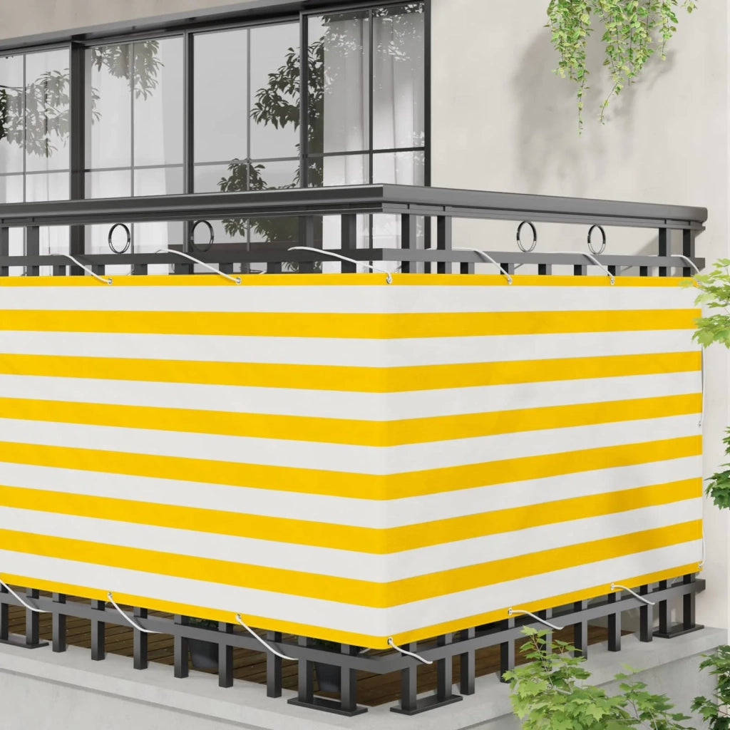 Schermo da balcone | Paravento da Balcone Giallo e Bianco 100 x 500 cm Tessuto Oxford
