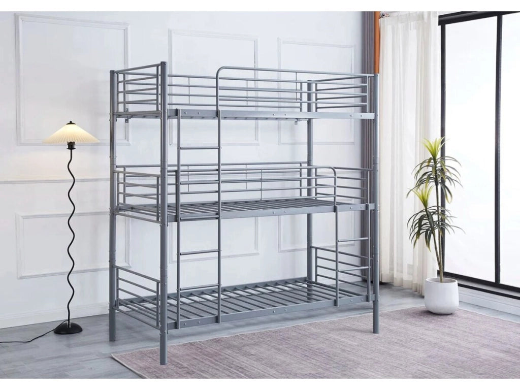 Letto a castello triplo in metallo "HAVIN" - 90 x 190 cm - Grigio