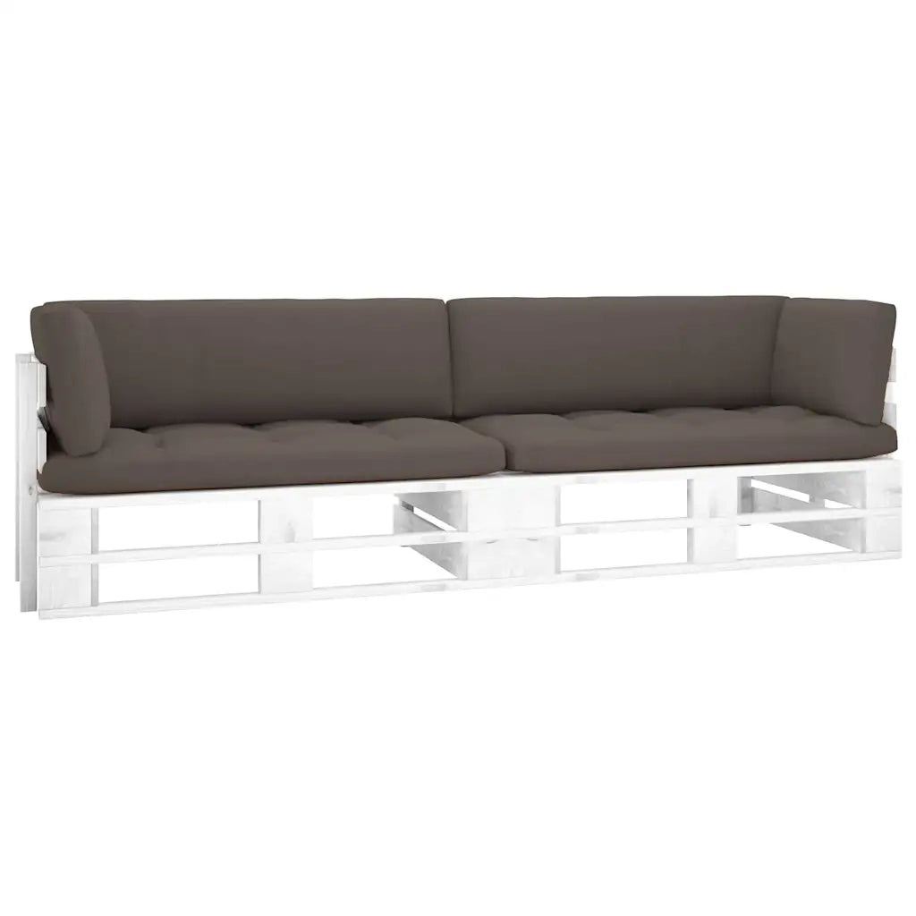 Divano a 2 Posti su Pallet con Cuscini Pino Impregnato Bianco 3066645
