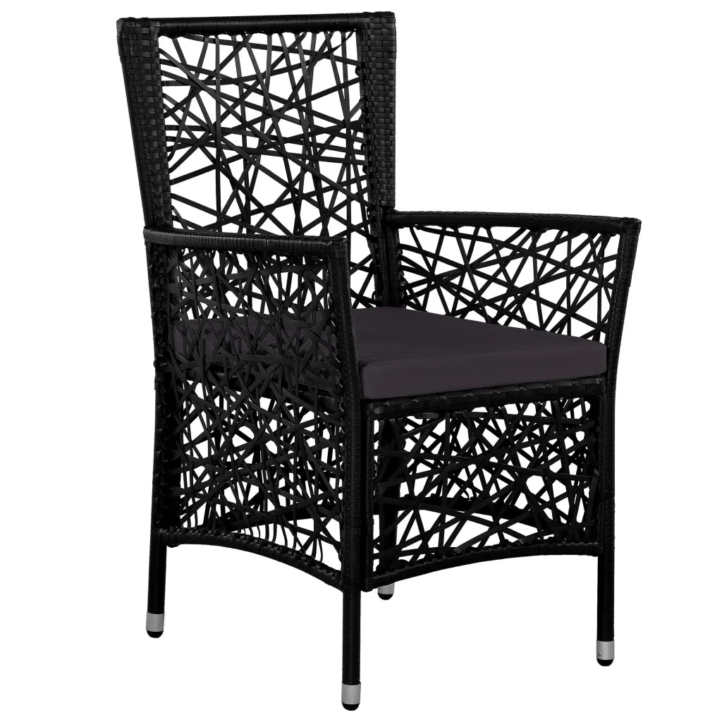 Set da Pranzo da Giardino 9 pz in Polyrattan Nero 44086