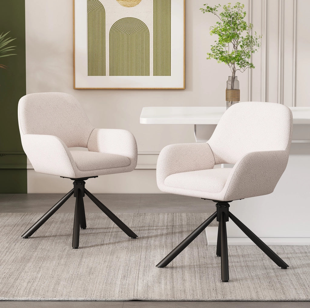 SEDIA Girevole con Braccioli Set da 6 pezzi Sherpa Bianco