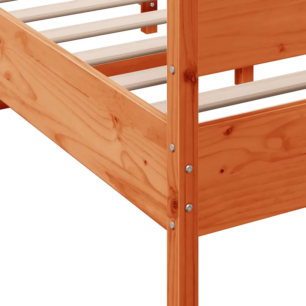 Letto senza Materasso-Struttura Letto Marrone Cera 135x190 cm in Legno di Pino 808156