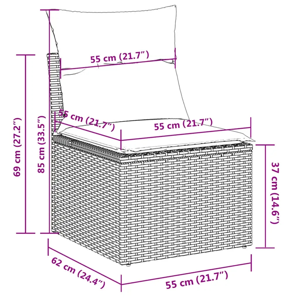 Set Divano da Giardino 5pz | Set Salotto da Giardino con Cuscini Grigio Chiaro Polyrattan