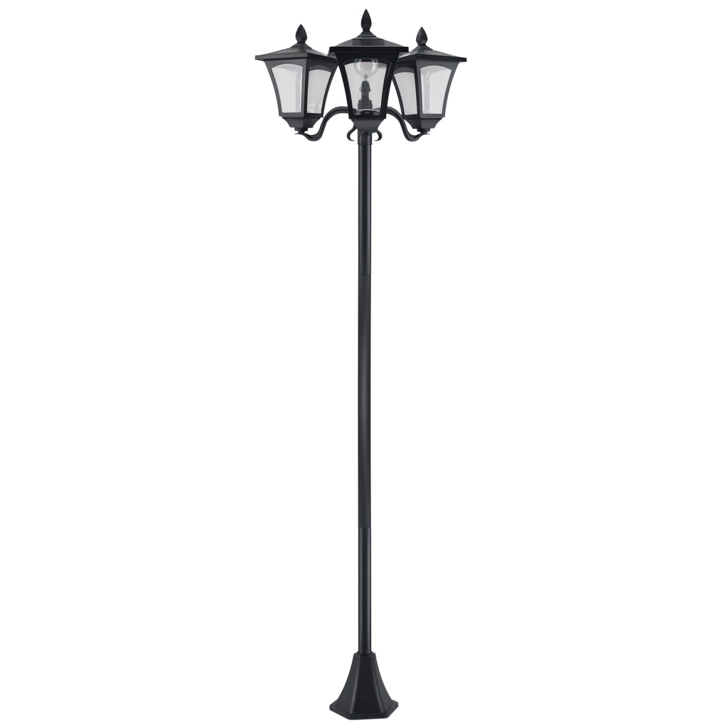 Lampione Solare da Giardino a LED da Esterno con 3 Paralumi e Sensore Crepuscolare H.182.5 cm IP44