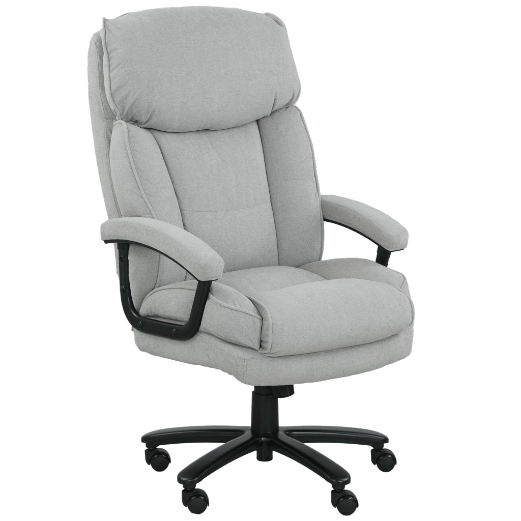 Sedia da ufficio ergonomica per carichi pesanti, poltrona direzionale regolabile con ruote, portata 200 kg, in tessuto grigio chiaro