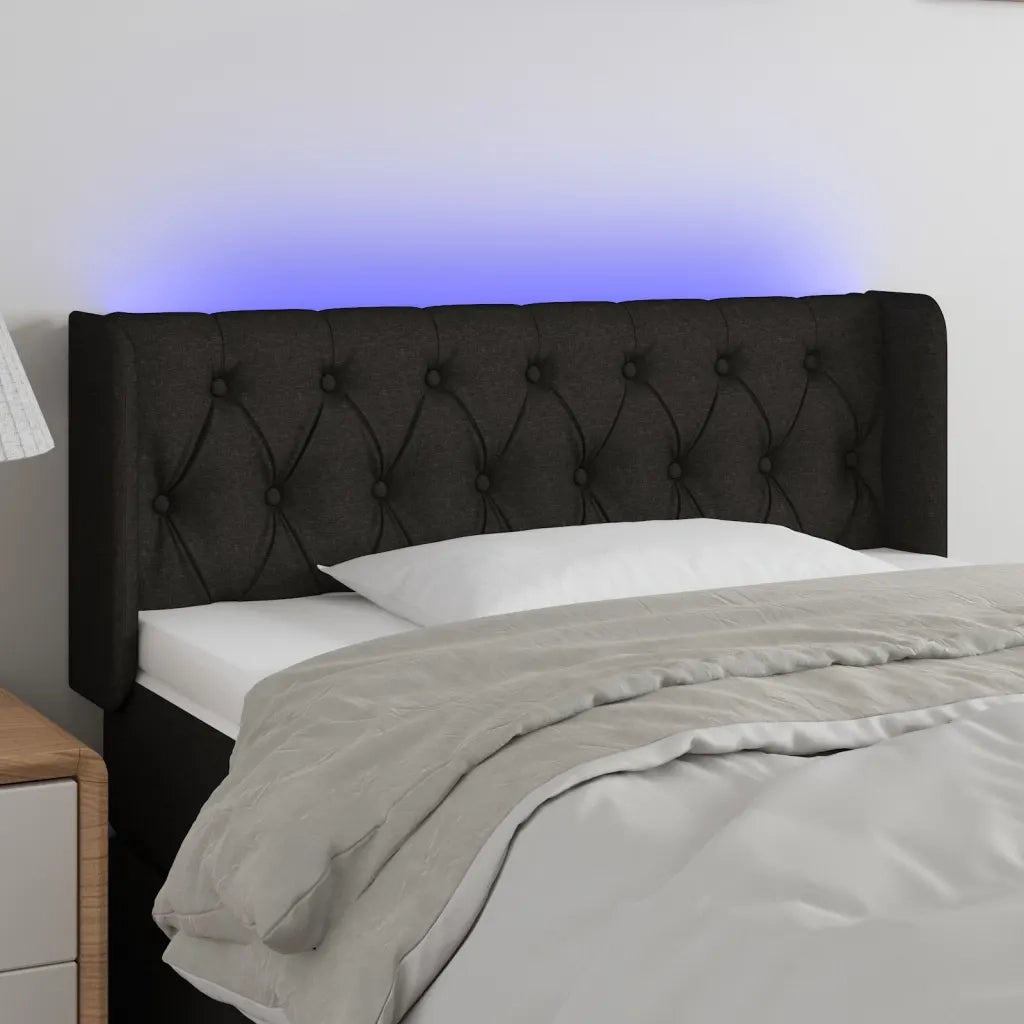 Testiera a LED-Testata con LED Nera 93x16x78/88 cm in Tessuto 764232
