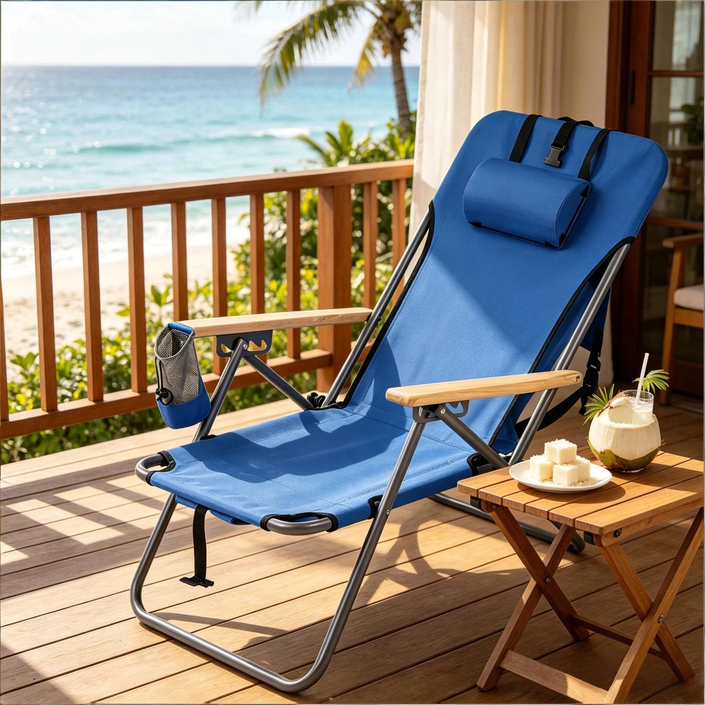 SEDIA PIEGHEVOLE RECLINABILE 4 POSIZIONI 69x56x80 cm BLU