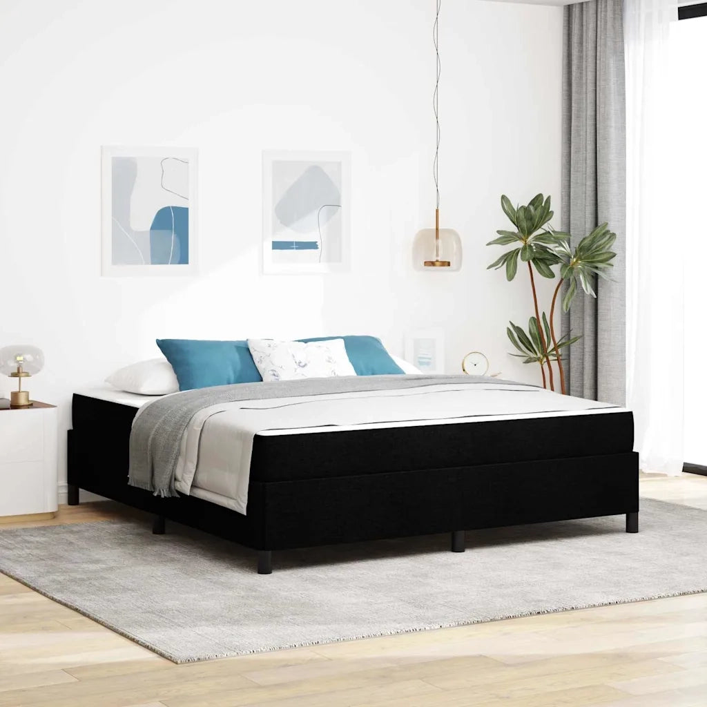 Letto a molle Nero 180 x 200 cm Tessuto