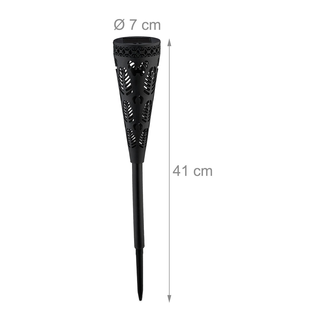 Set di 2 lampade solari decorative a forma di torcia da giardino 41 x 7 cm in plastica nera 13_0013660