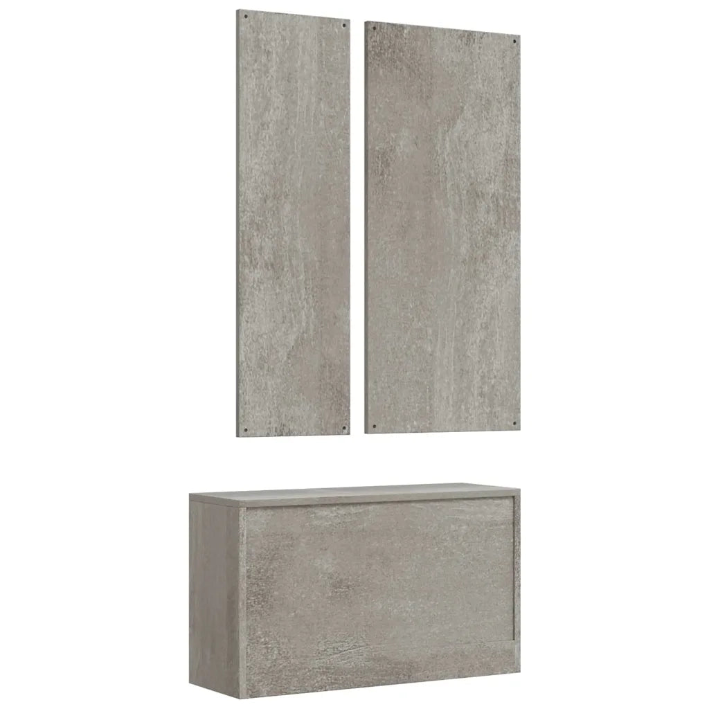 Ensemble d'armoires à chaussures 3-en-1 Gris béton