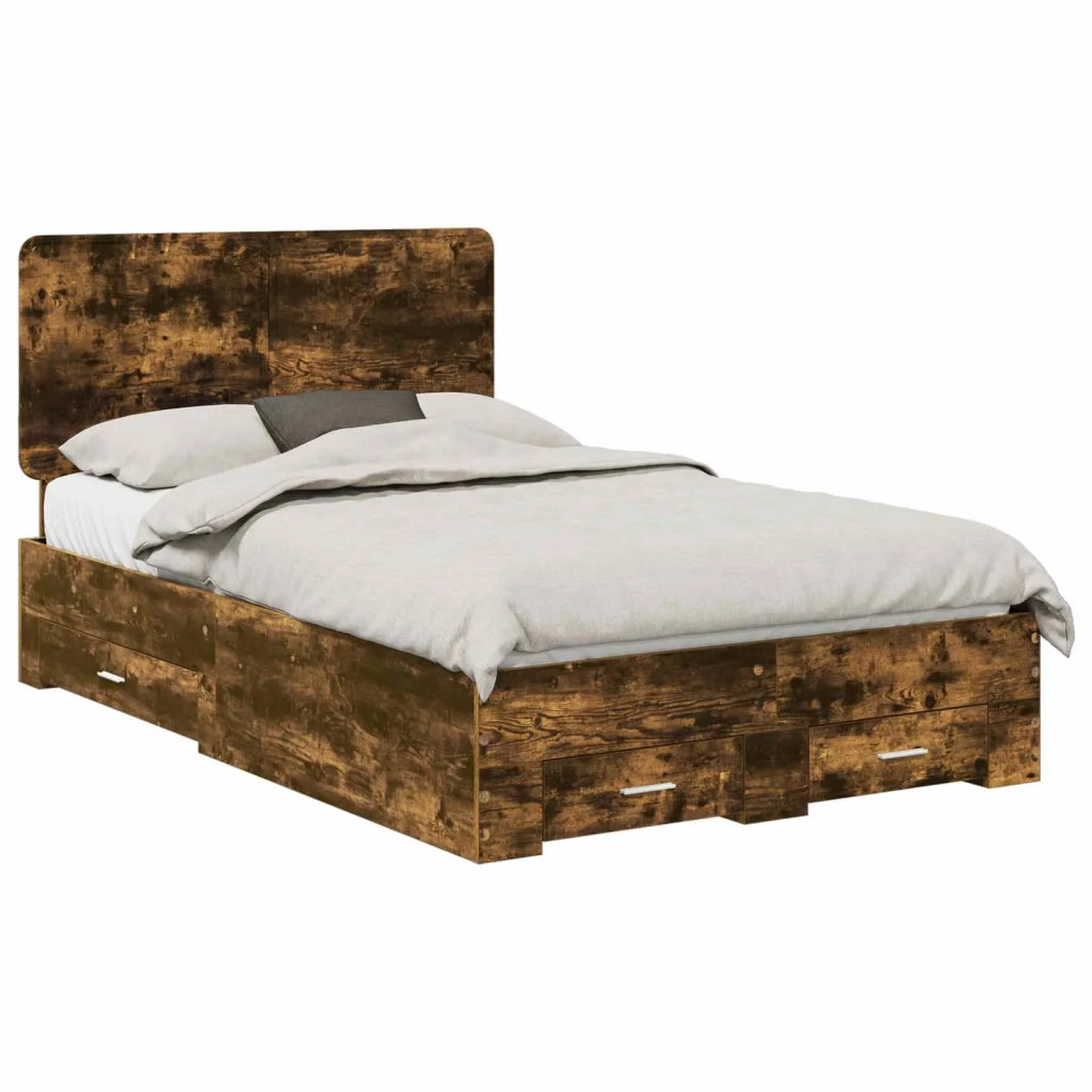 Letto matrimoniale | Letto per adulti | Struttura del letto Rovere fum¨¦ 120 x 190 cm Legno multistrato