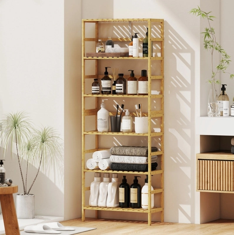 LIBRERIA a 6 livelli 60x26x161 cm Bambù Naturale