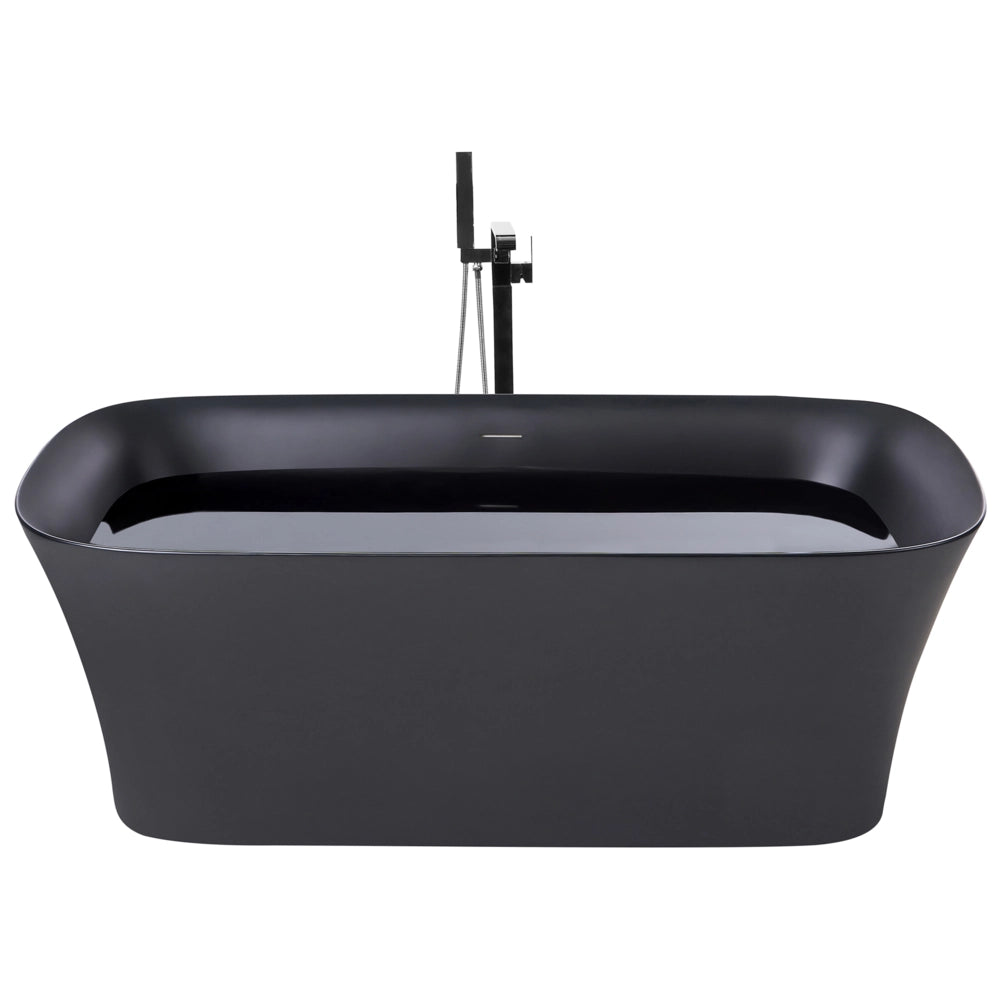 Vasca da bagno freestanding in acrilico nero 1600 x 750 mm ovale con finitura liscia opaca Stile moderno per il bagno