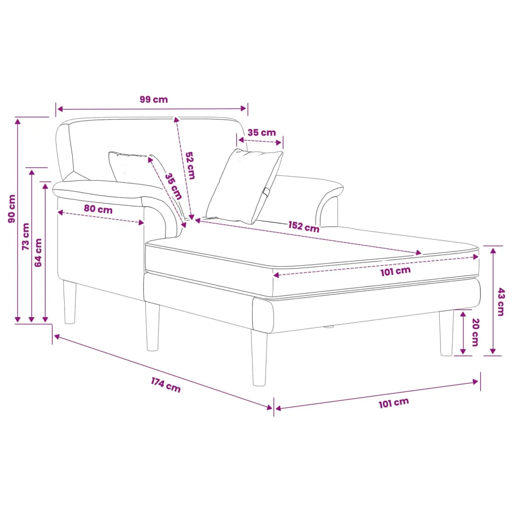 Chaise longue Turchese Velluto 42048050