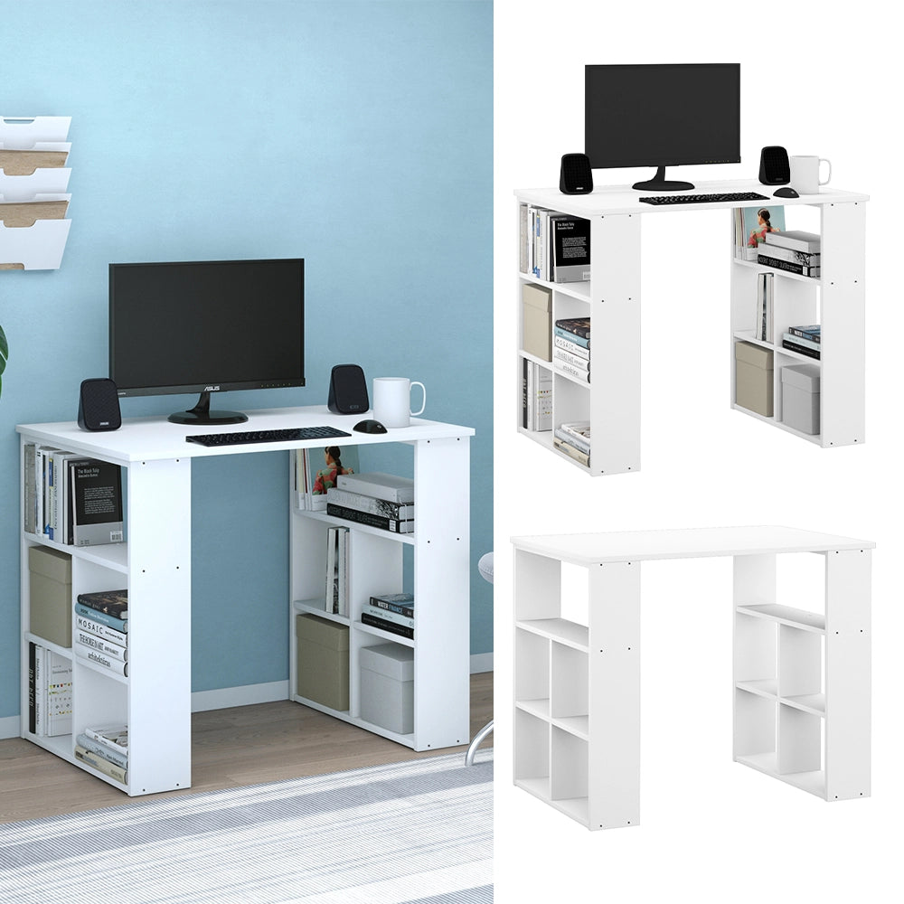 Vicco Scrivania con ripiani Bianco 90 x 60 cm