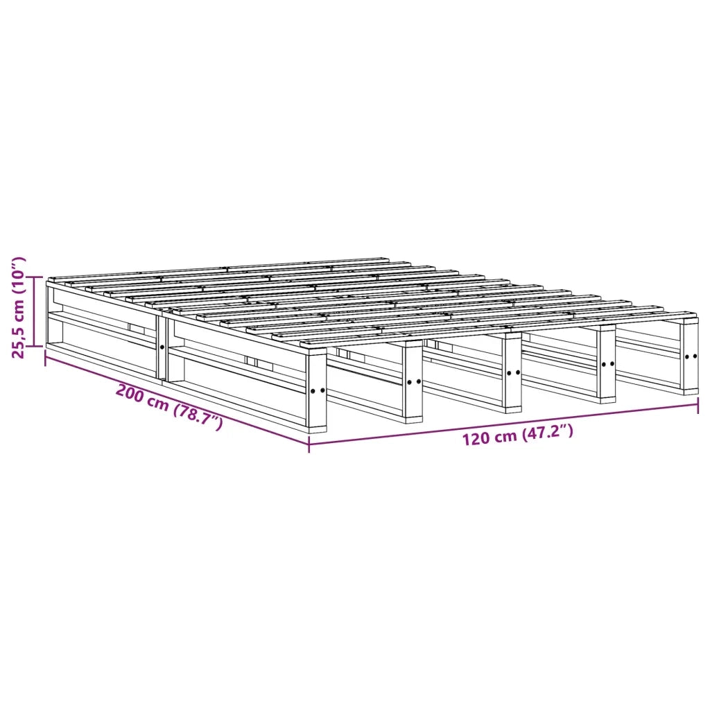 Letto senza Materasso-Struttura Letto Marrone Cera 120x200 cm in Legno di Pino 360866