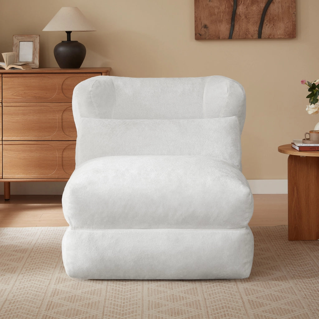 Poltrona/sofa singolo dal design moderno, colore bianco, struttura in foam