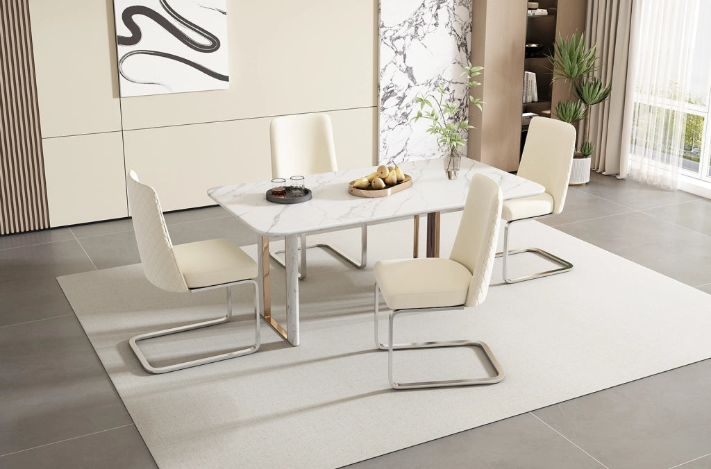 SEDIA da pranzo in velluto beige e silver, Set da 6 pezzi