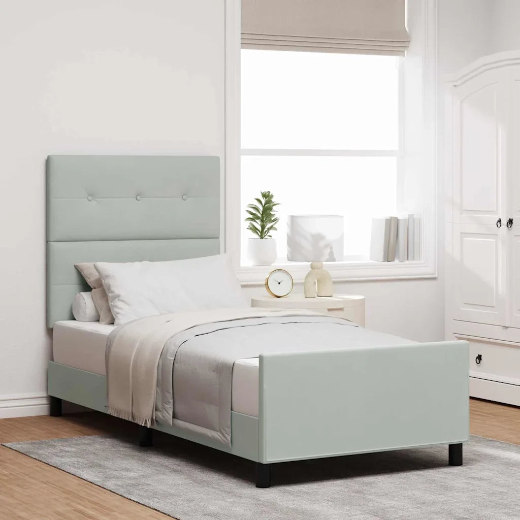 Letto a molle con testiera Grigio chiaro 80 x 200 cm Velluto 3344903