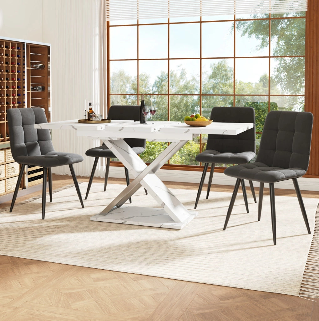 Tavolo da pranzo allungabile bianco 118-157x75 cm in MDF