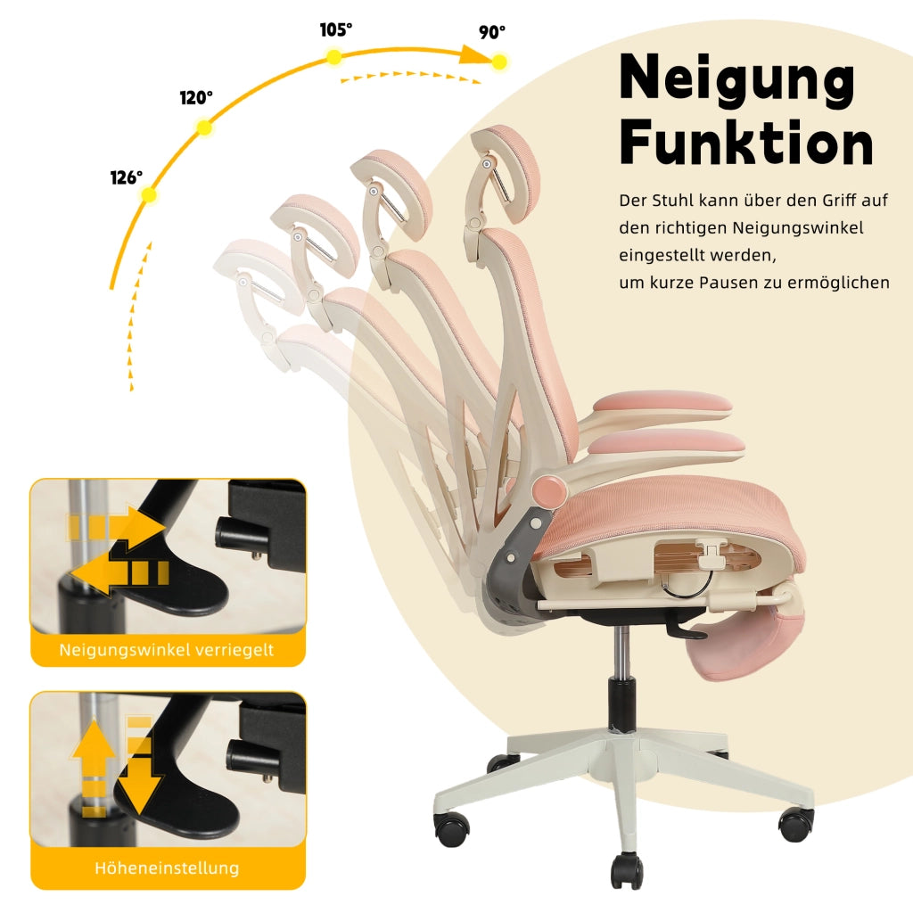Sedia da ufficio ergonomica pieghevole con supporto lombare ¨C Xylo ¨C rosa