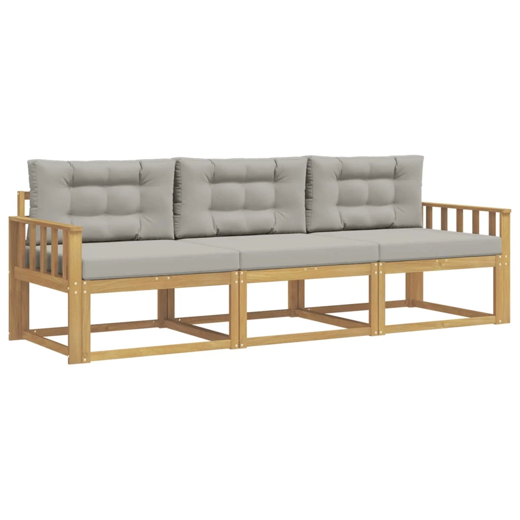 Set di divani da esterno 3 pz Bianco e Grigio Chiaro Poliestere 3385985
