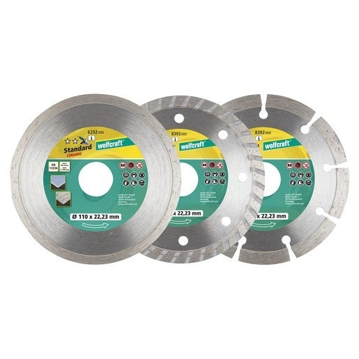 Wolfcraft Set di dischi da taglio diamantati in 3 pezzi ø110mm - 8392000