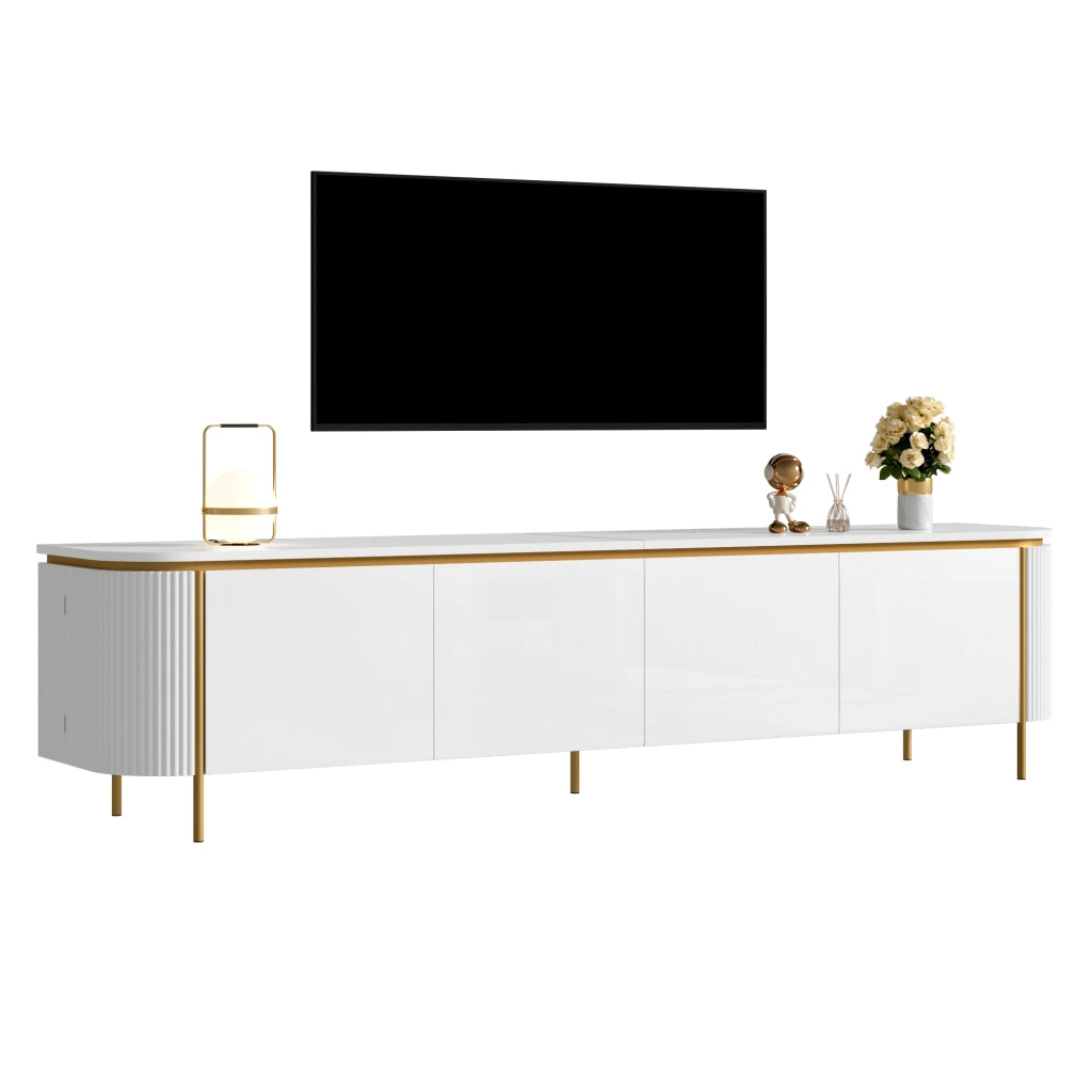 Mobile TV 180 cm con sei ante, MDF, bianco