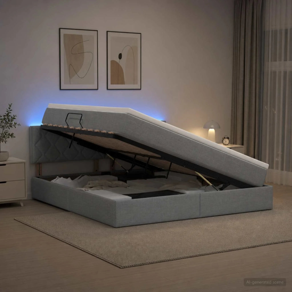 Letto con contenitore LED e materasso Grigio Chiaro 3459135