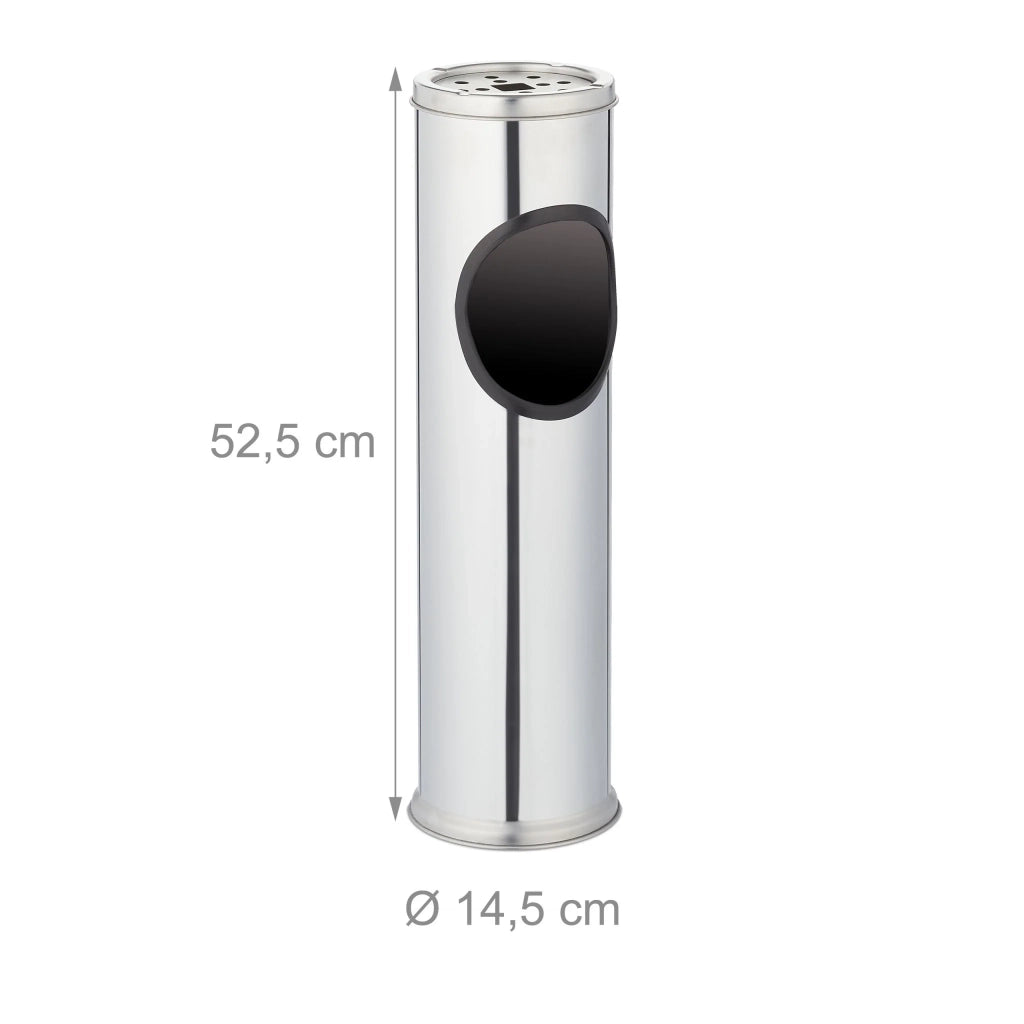 Posacenere da terra 2 in 1 con cestino integrato giardino terrazza 105 x 30 x 30 cm in acciaio inox argentato 13_0004133