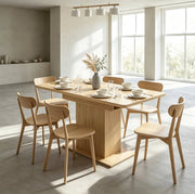 Tavolo da pranzo allungabile 110-130 cm con ripiani