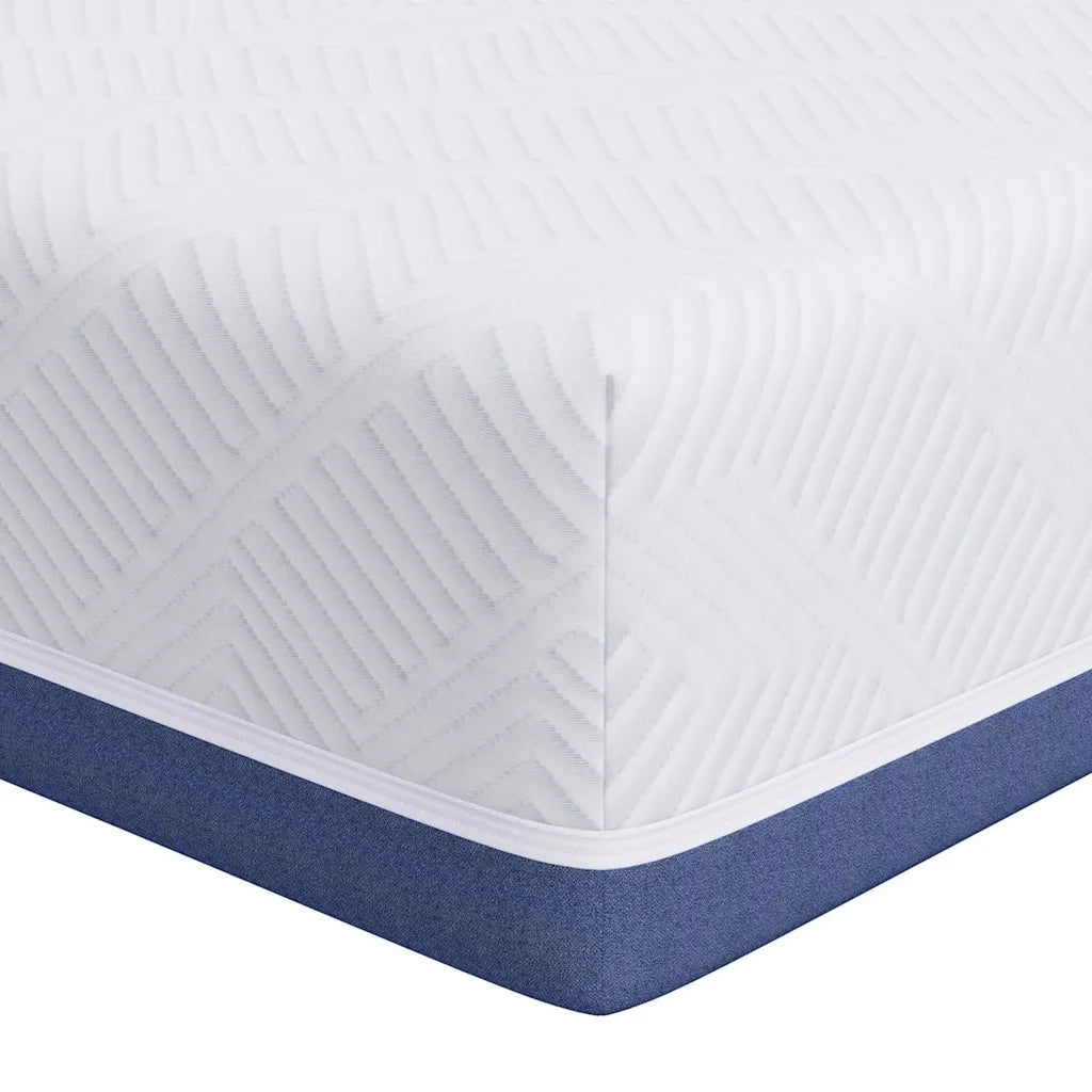 Materasso-Materasso per letto Bianco e Blu 90 x 200 cm Tessuto Jacquard
