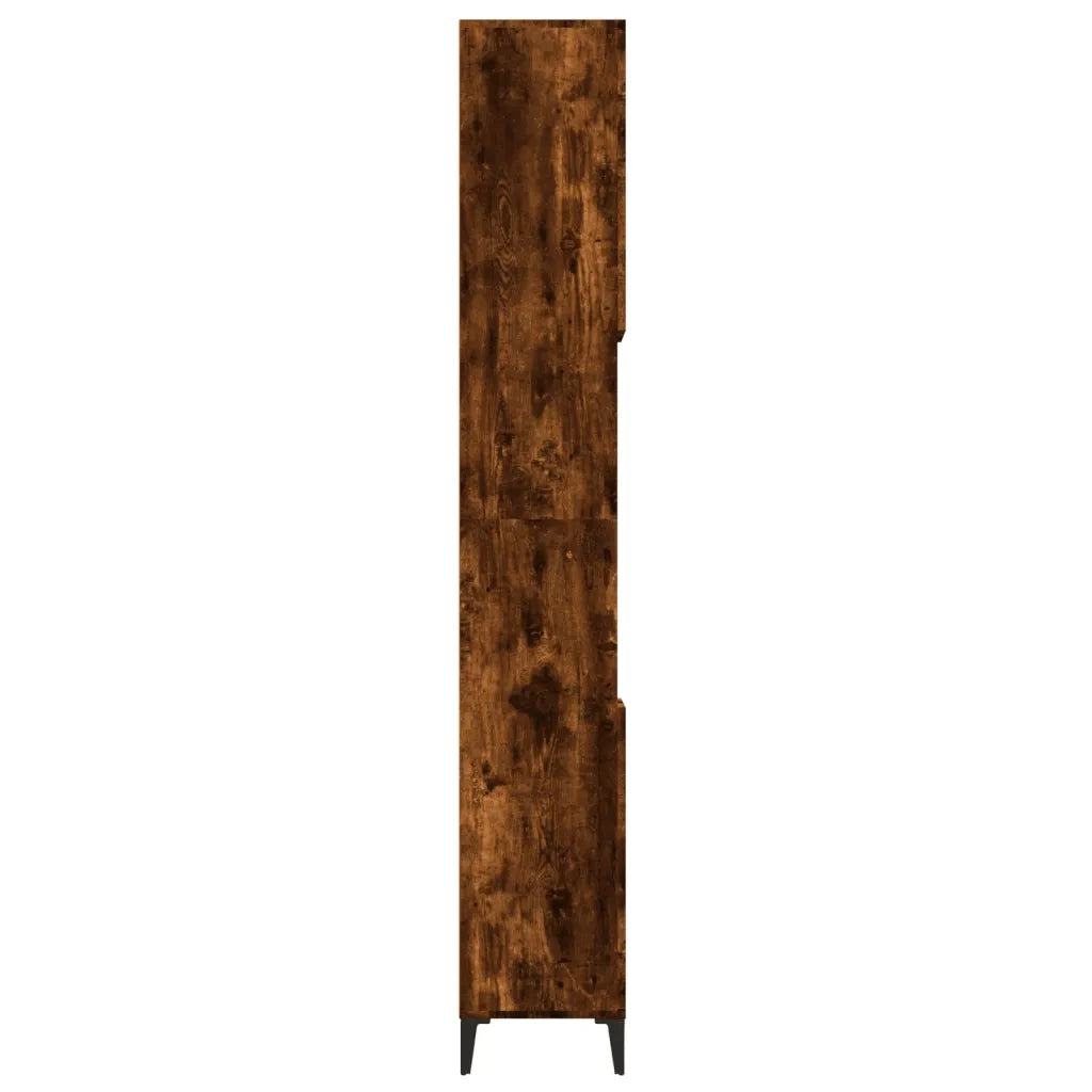 Armadietto Bagno | Armadio da bagno Rovere Fumo 30x30x190 cm in Legno Multistrato