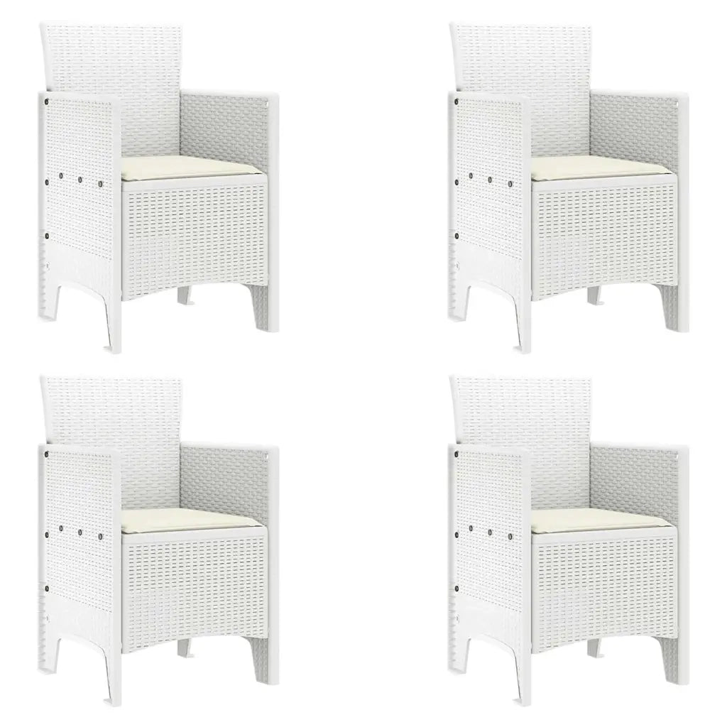 Set da Pranzo per Giardino 5 pcs Bianco Rattan Polt