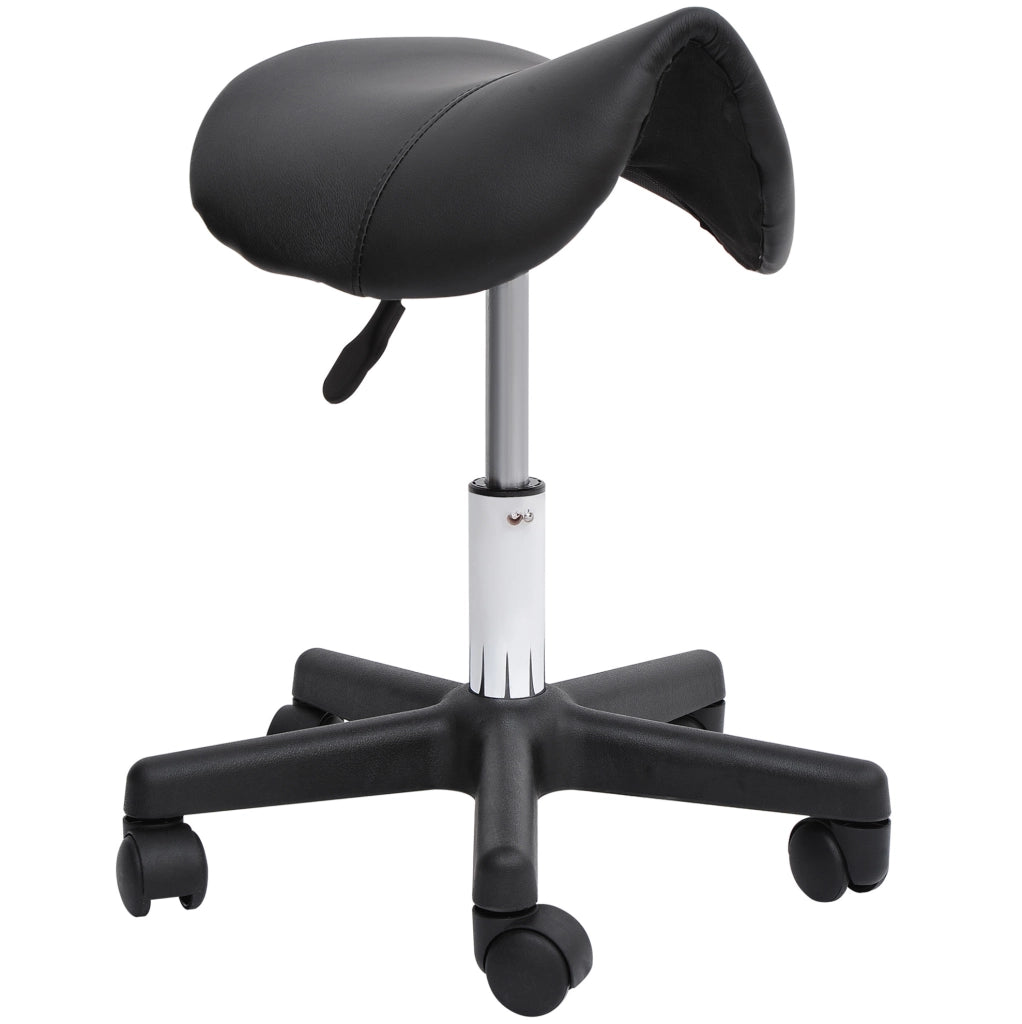 Sgabello ergonomico girevole con ruote nero