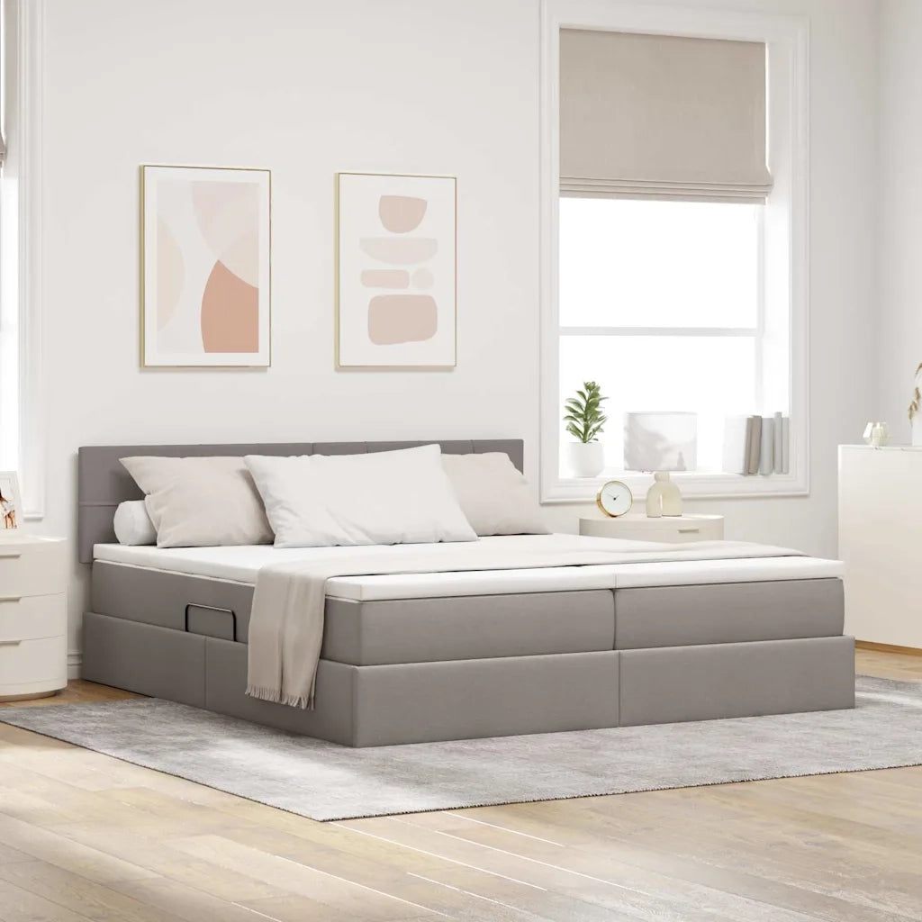 Letto con contenitore LED e materasso Tortora 200 x 200 cm 3371570
