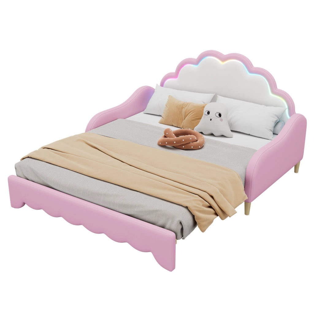 Divano letto 140x200 cm con LED; PU rosa