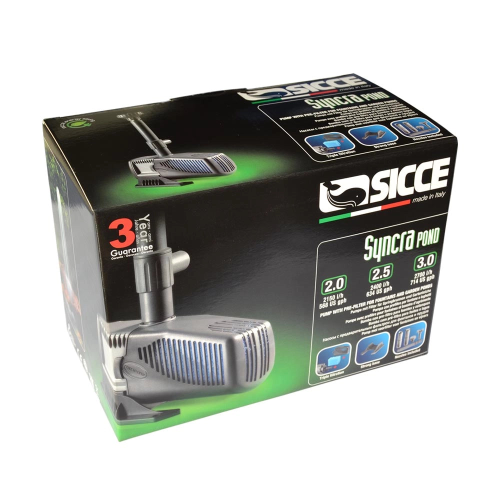 Multipack pompa per laghetto syncra pond 2.0 2550 litri/h + faretto halley a led sommergibile