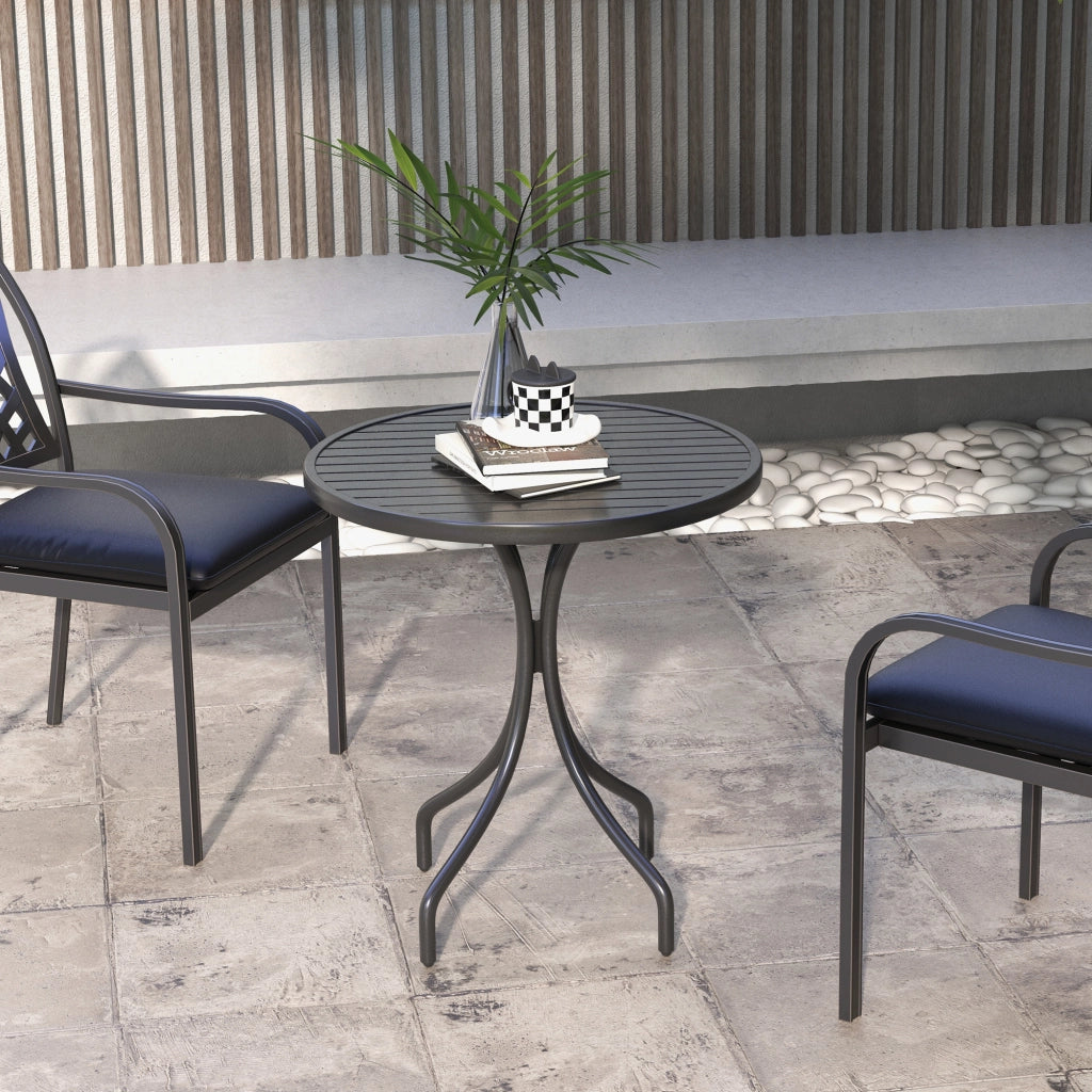 Tavolo da giardino rotondo ¨C zephmum ¨C acciaio, nero, ?66cm