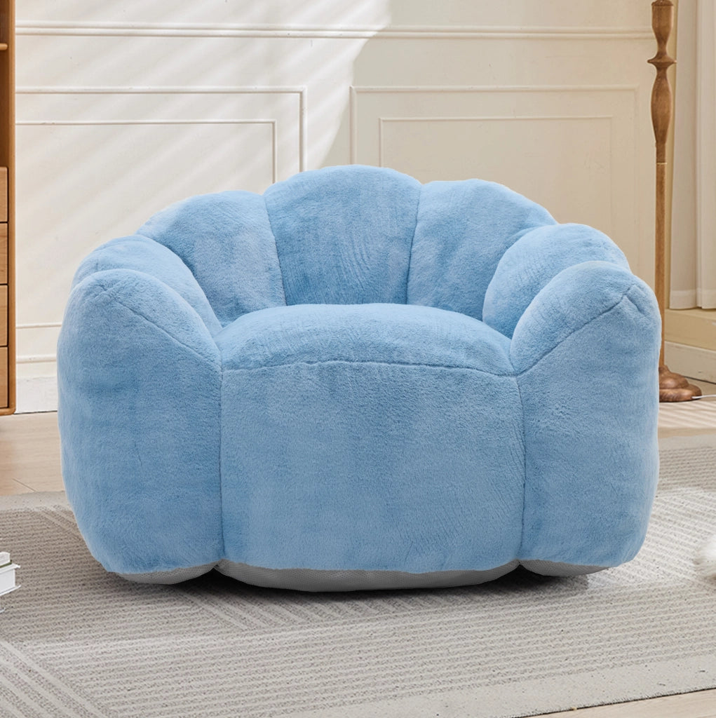 Divano compatto a forma di loto in plush blu 47x45x34 cm